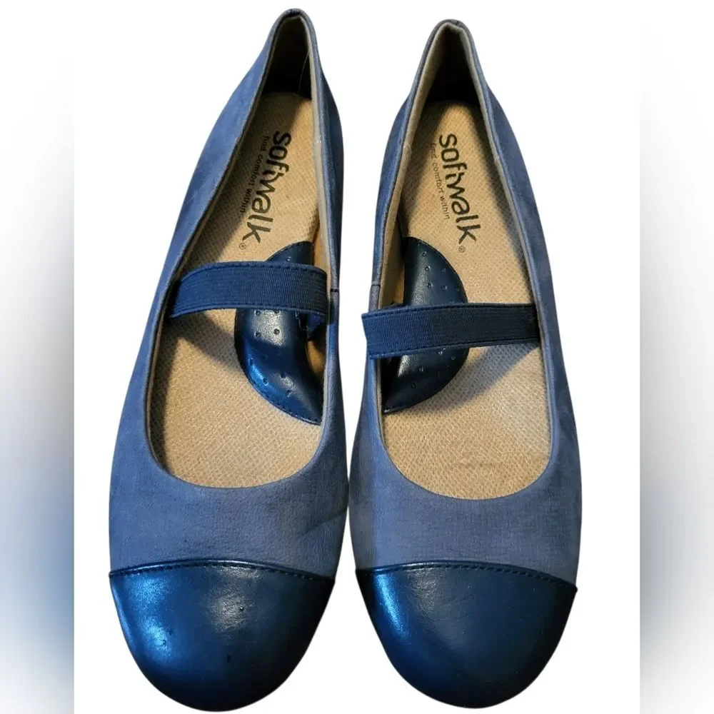 Softwalk Napa Womens Blue Extra Wide Mary Jane Flats Shoes, Size 7 - Picture 4 of 11